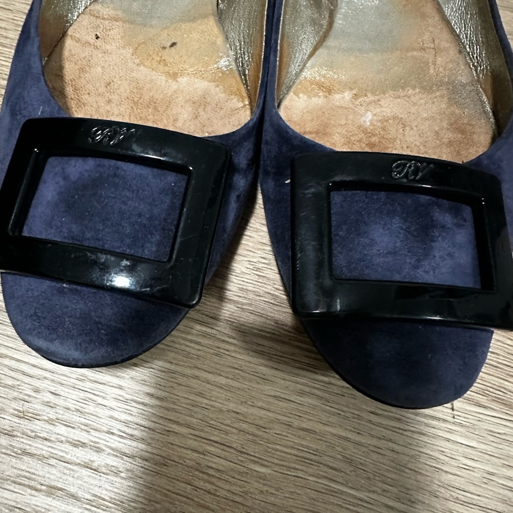 Blue Suede Flats Roger Vivier